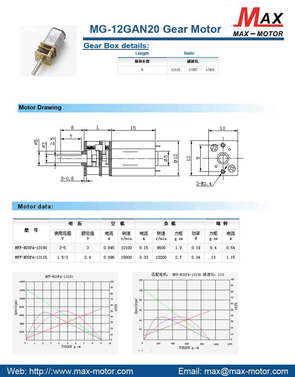 DC GEAR Motor 12GA