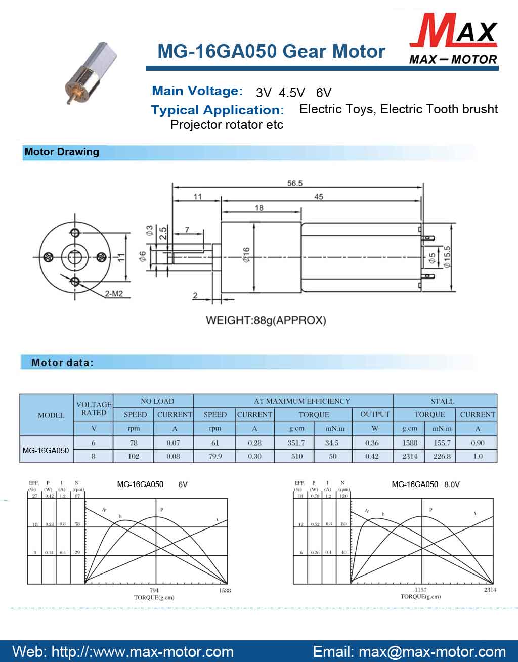 DC GEAR Motor 16GA