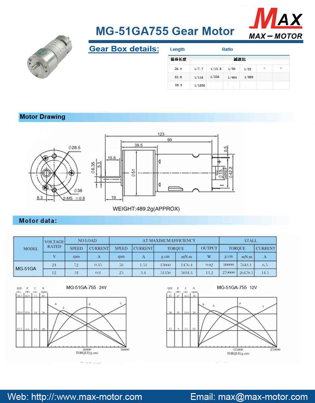 DC GEAR Motor 51GA