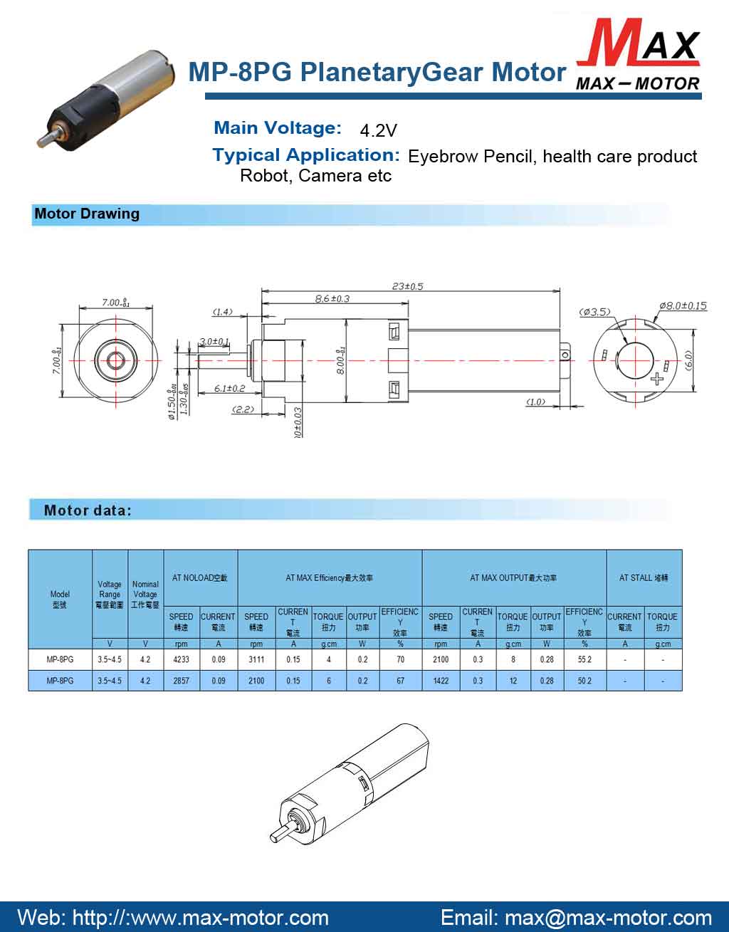 PLANETARY GEAR Motor 8PG