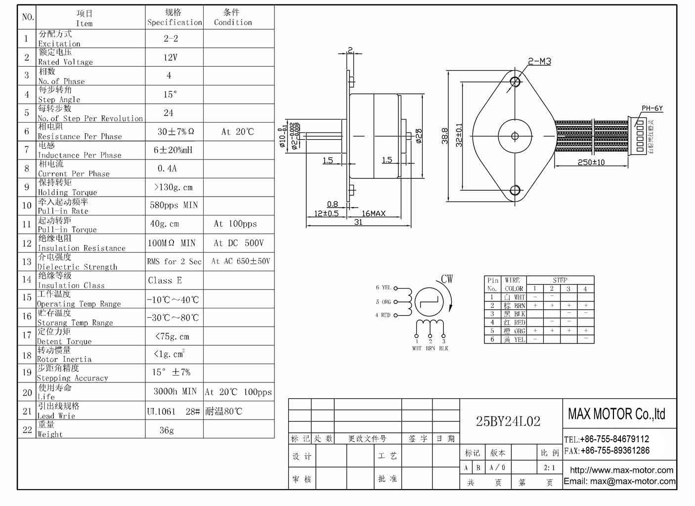 PM STEPPER Motor 25BY