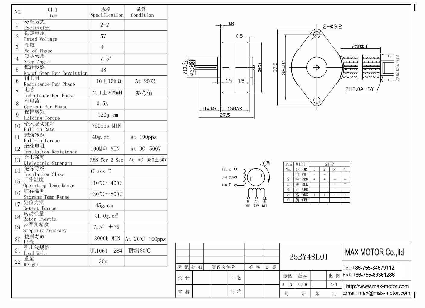 PM STEPPER Motor 25BY