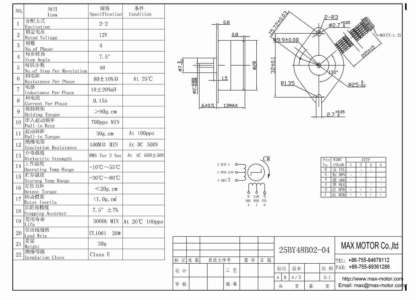 PM STEPPER Motor 25BY