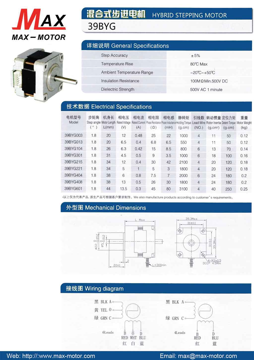 PM STEPPER Motor 39BYG 1.8°